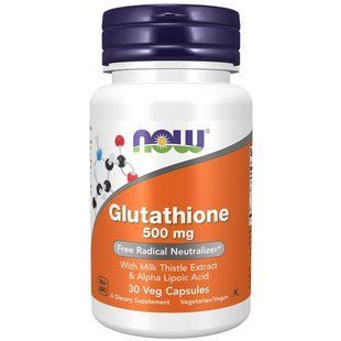 Нау Фудс Глутатіон 500 мг Now Foods Glutathione 30 капсул 1546426137 фото