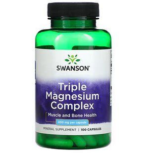 Тройной комплекс Магния Swanson Triple Magnesium Complex 400 мг, 100 шт. 2164735830 фото