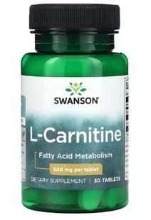 Swanson L-Carnitine 500 mg (Пришвидшення метаболізму) 30 табл. 2067381752 фото