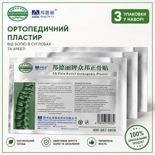 ZB Pain Relief 3 шт ЗБ Пейн Реліф ортопедичний знеболюючий пластир для спини шиї та суглобів (придатний до 01.2028) 3160406298 фото