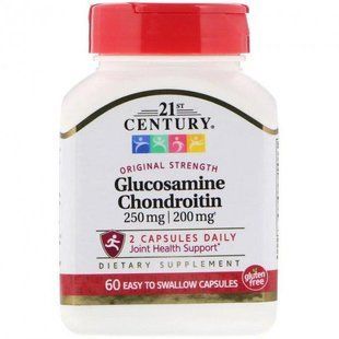 Для суглобів та зв'язок 21st Century Glucosamine / Chondroitin Original Strength 250 мг / 200 мг 60 капсул 1645582516 фото