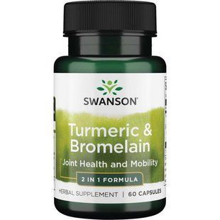 Свансон Куркума и Бромелаин, Swanson, Turmeric & Bromelain, 60 капсул USA 1584775931 фото
