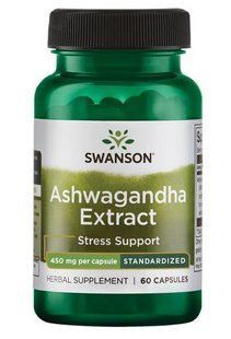 Ашвагандха Аюреведический адаптоген Swanson, Ashwagandha Extract, 450 мг, 60 капсул 1618075643 фото