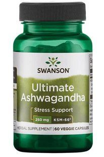 Ашвагандха Аюреведический адаптоген Swanson, Ultimate Ashwagandha - KSM-66, 250 мг, 60 капсул 1618076336 фото