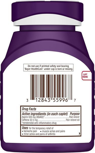 Bayer Back & Body Extra Strength 200 капсул 500 мг + 32,5 мг кофеїну Баєр для полегшення болю у спині м'язах і тілі Bayer Back & Body фото