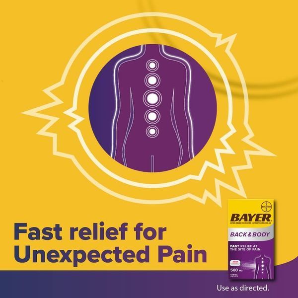 Bayer Back & Body Extra Strength 200 капсул 500 мг + 32,5 мг кофеїну Баєр для полегшення болю у спині м'язах і тілі Bayer Back & Body фото