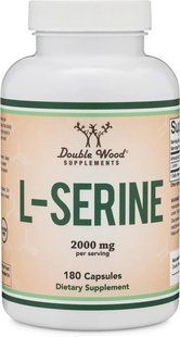 Double Wood L-Serine 180 капсул 500 мг Дабл Вуд Л-Серін амінокислота для мозку нейронів та сну 2956743680 фото