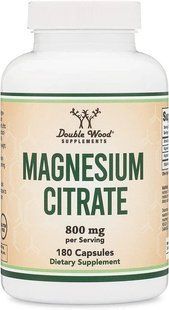 Double Wood Magnesium Citrate 800 mg, 180 капсул, Цитрат магнію, Дабл вуд - засіб для серця, м&rsquo;язів і нервової системи 2864769350 фото