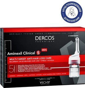 Засіб проти випадіння волосся Vichy Dercos Aminexil Clinical 5 для чоловіків, комплексна дія, 21 х 6 мл 2488883664 фото