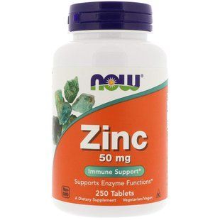 Цинк Now Foods Zinc 50 мг, 250 таблеток, Нау фудс цинк глюконат 1749561244 фото