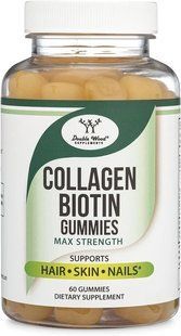Колаген Double Wood Supplements Collagen Biotin Gummies з біотином і цинком для шкіри волосся і нігтів 60 жувальних 2467738307 фото