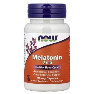NOW Foods melatonin 3 мг 60 вегетаріанських капсул, Нау фудс - засіб для сну та відновлення 2908764553 фото