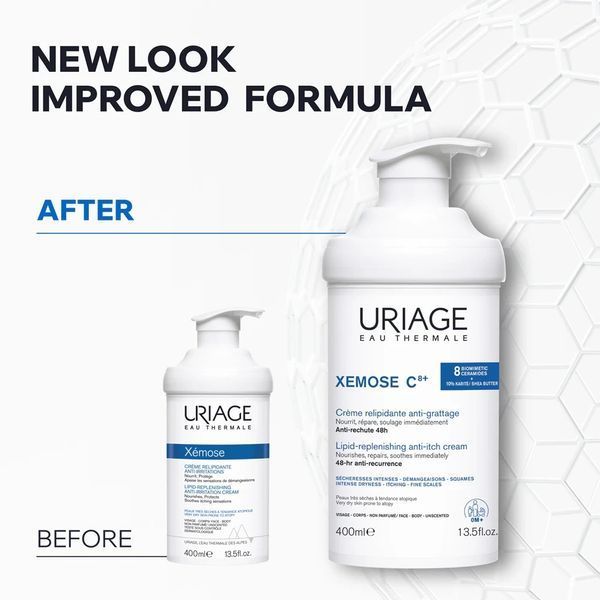 Uriage Xemose C8+, 400 мл, Уриэдж Ксемоз - липидовосстанавливающий успокаивающий крем от раздражения для сухой и атопической кожи 2869680304 фото