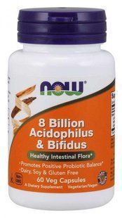 Пробіотики NOW Foods 8 Billion Acidophilus & Bifidus Ацидофилус і бифидус 60 капсул 1645418343 фото