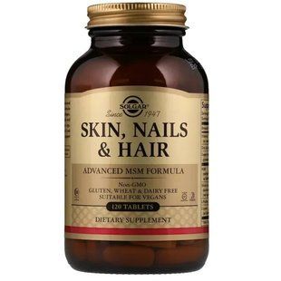 MSM Solgar Skin, Nails & Hair Advanced, 120 таблеток, Солгар Скин Нейлс энд Хеа Адвансд - комплекс для кожи, волос и ногтей. 141544691 фото