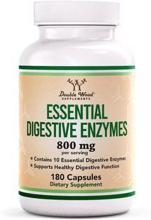 Double Wood Essential Digestive Enzymes, 800 мг, 180 капсул, Есеншл Дайджестив - 10 ферментів для травлення. 2762949998 фото