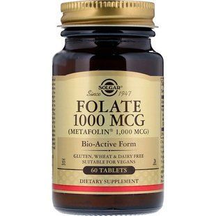 Фолієва кислота Solgar Folate 1000 MCG (Folate as metafolin) 60 шт. 2152997570 фото