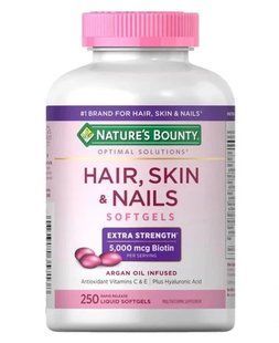 Nature&rsquo;s Bounty Hair Skin Nails softgels 250 капсул 5000 мкг Нейчерс Баунти Биотин для волос кожи и ногтей. 3027133466 фото