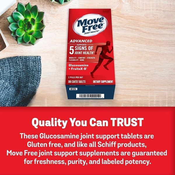 Move Free Advanced 200 шт. USA Glucosamine + Chondroitin с глюкозамином, хондроитином и Uniflex для суставов, 2597953358 фото