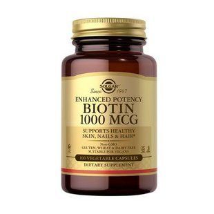 Харчова добавка вітаміни в капсулах Solgar Biotin 1000 MCG, Біотин 1000 мкг, 100 шт 1727189701 фото
