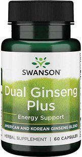 Женьшень Swanson Dual Ginseng Plus 60 Capsules, оригінал 1402540509 фото