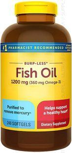 Nature Made Fish Oil, 1200 мг (360 мг Омега-3), 240 капсул, фіш оіл &ndash; риб&rsquo;ячий жир для підтримка серця та мозку. 2761832545 фото