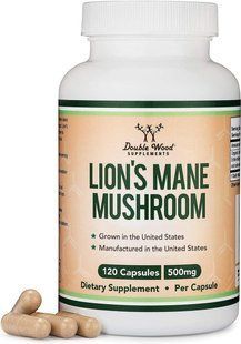 Комплекс для профілактики роботи головного мозку Double Wood Lion's Mane Mushroom 120 капсул 2264539449 фото