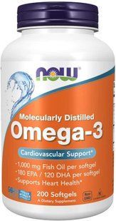 Now Foods Super Omega 3, 200 капсул, Нав фудс - риб&rsquo;ячий жир Омега-3, 180 мг ЕПК / 120 мг ДГК 2830647673 фото
