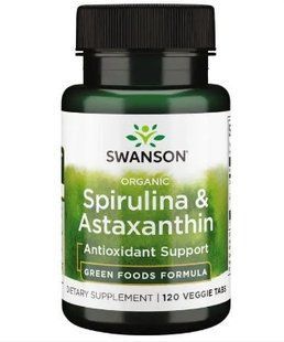 Органічна спіруліна з астаксантином Swanson Organic Spirulina & Astaxanthin 120 капсул 1753342412 фото