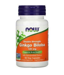 NOW Foods Ginkgo Biloba, Покращує мозковий кровообіг, 120 мг, 50 рослинних капсул 1642933727 фото