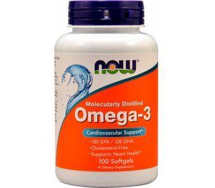 Now Foods Омега-3 1000 мг 180 ЕПК/120 ДГК Нау Фудс Omega 3 чисті судини 100 м'яких таблеток 263704441 фото