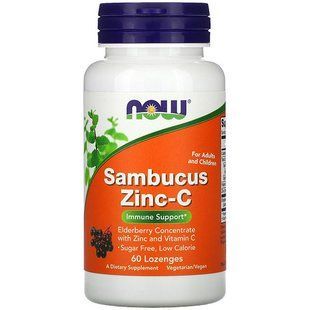 Біологічно активні добавки Now Foods Sambucus Zinc-C - Цинк з вітаміном C і бузиною 60 пастилок 1443977496 фото