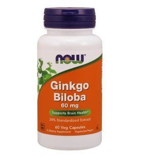 Now Foods Ginkgo Biloba Покращує мозковий кровообіг, 60 мг, 60 капсул 1761070407 фото