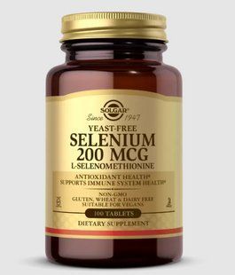 Селен Solgar Selenium 200 мкг Дієтична добавка мінерали в таблетках, 100 шт. 2153108577 фото