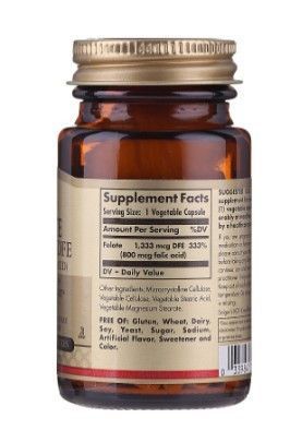 Фолієва кислота Solgar Folate 1,333 mcg DFE (Folic Acid 800 mcg) 100 капсул 1648765748 фото
