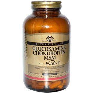 Solgar Glucosamine Chondroitin MSM With Ester-C, 180шт, Солгар&mdash;глюкозамін, хондроїтин, МСМ та Ester-C для суглобів, хрящів і шкіри 227538397 фото