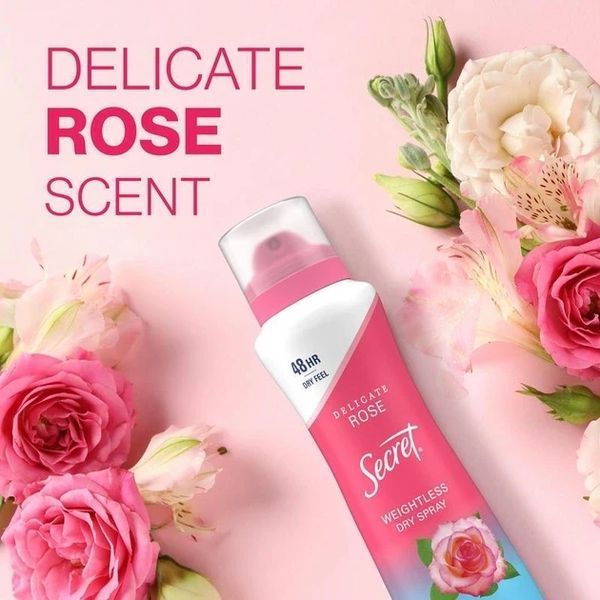 Secret Weightless Dry Spray Delicate Rose&nbsp;116 г Сікрет дезодорант-спрей від поту та неприємного запаху 3145822033 фото