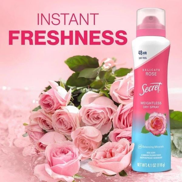 Secret Weightless Dry Spray Delicate Rose&nbsp;116 г Сікрет дезодорант-спрей від поту та неприємного запаху 3145822033 фото