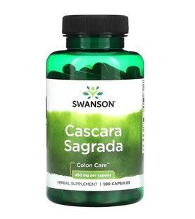 Swanson Cascara Sagrada 450 мг, 100 капсул, Свансон Каскара Саграда - для нормализации кишечника и нормализации стула. 2903616611 фото