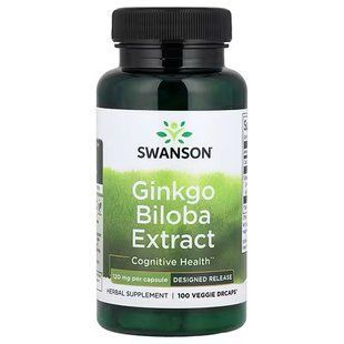 Swanson ginkgo biloba extract (Гінкго білоба), 120 мг, 100 капсул - для памʼяті, мозку та концентрації. 2621702569 фото