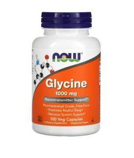 Аминокислота NOW Foods Glycine Глицин 1000 mg 100 вегакапсул 1635754782 фото
