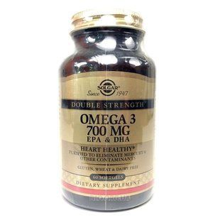 Солгар Омега-3 700мг двойная ЕПК ДГК 60 капсул Solgar Omega-3 EPA, DHA 184026179 фото