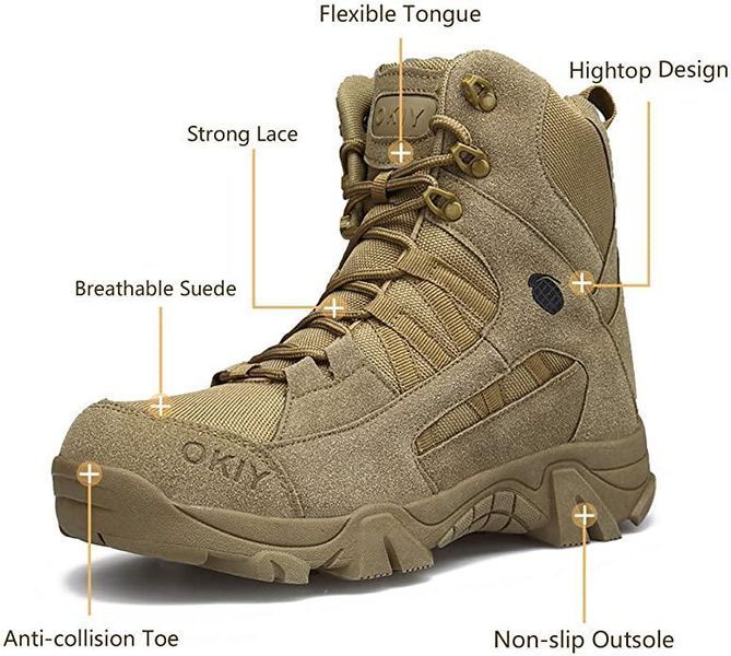 Lyoridra Tactical Boots Ліоридра тактичні берці койот для військових та трекінгу замша/текстиль, 46 1656828554 фото